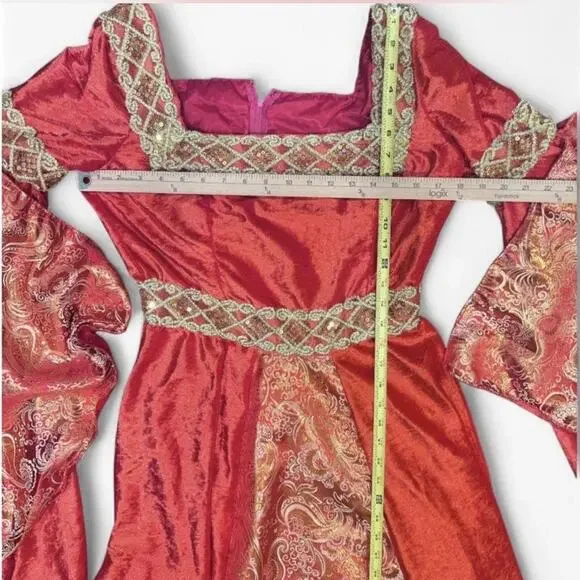 Velvet Renaissance theater costume in red/gold - Picture 7 of 10